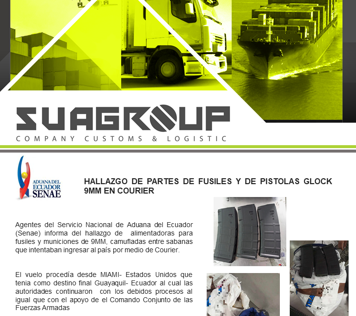 HALLAZGO DE PARTES DE FUSILES Y DE PISTOLAS GLOCK 9MM EN COURIER