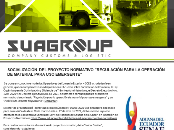SOCIALIZACIÓN DEL PROYECTO NORMATIVO «REGULACIÓN PARA LA OPERACIÓN DE MATERIAL PARA USO EMERGENTE»