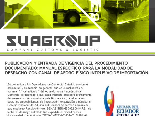 MANUAL ESPECÍFICO PARA LA MODALIDAD DE DESPACHO CON CANAL DE AFORO FÍSICO INTRUSIVO DE IMPORTACIÓN.