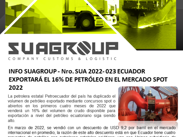 ECUADOR EXPORTARÁ EL 16% DE PETRÓLEO EN EL MERCADO SPOT 2022